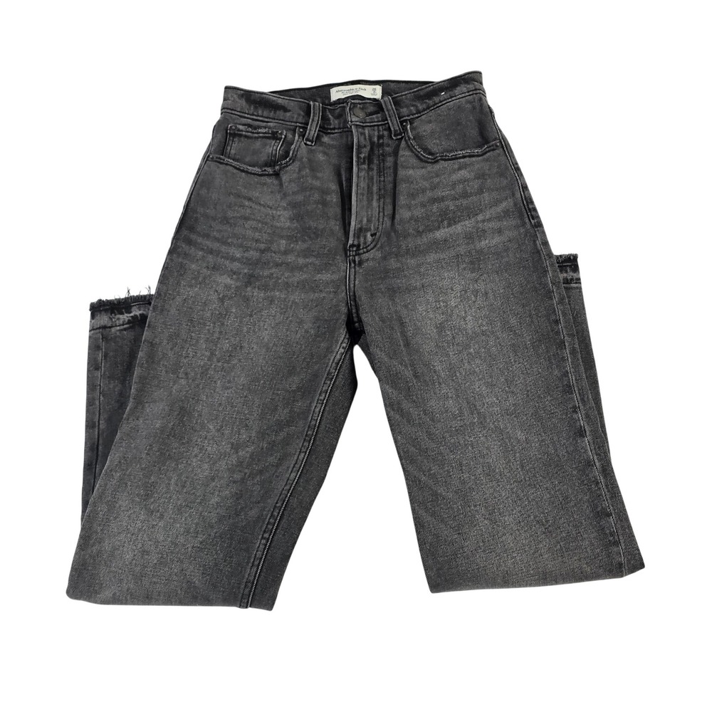 Abercrombie Fitch Womens Black Ankle Straight Ultra‎ High Rise Jeans Size 26